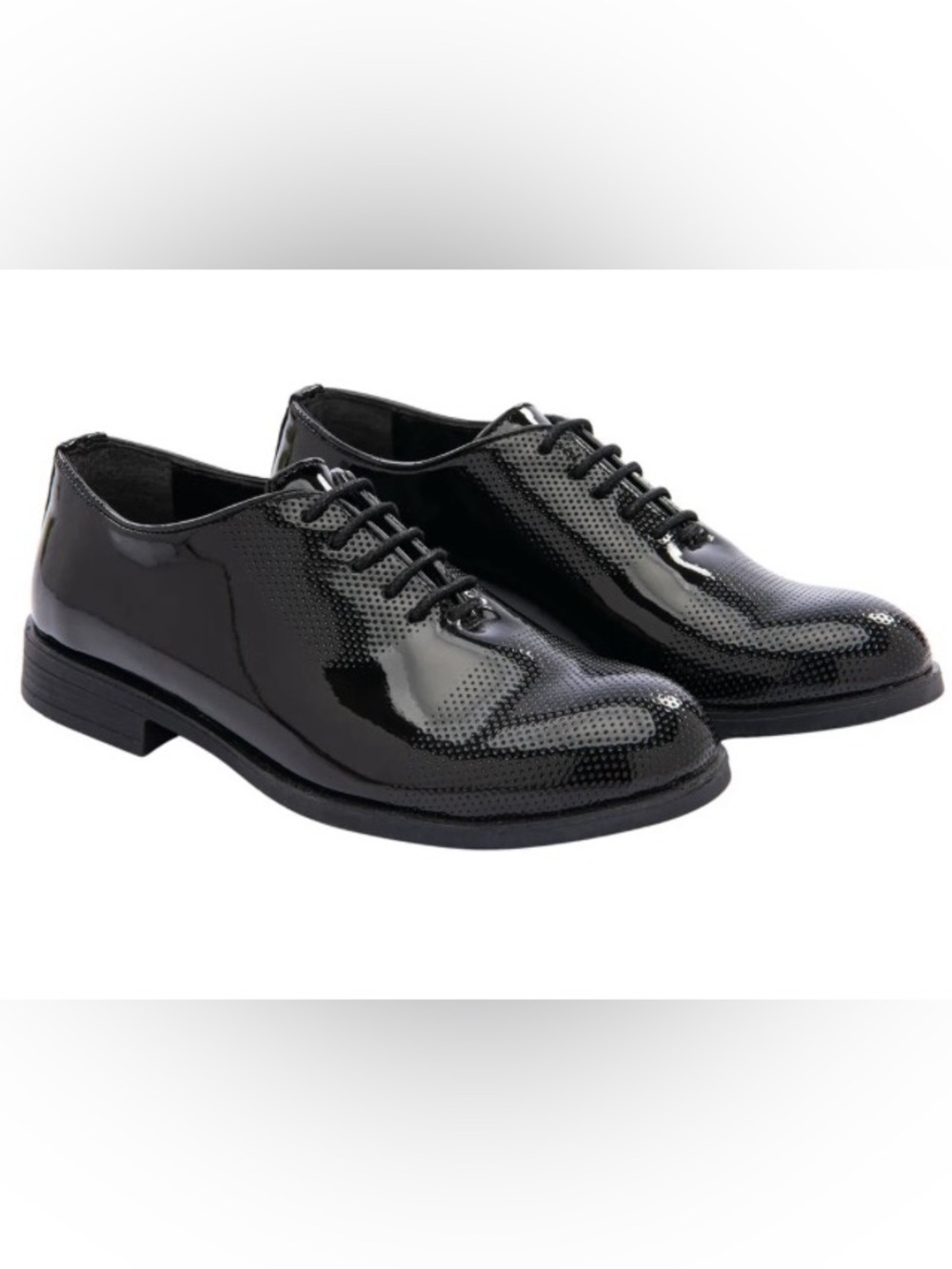 Moustache Patent Lace Dress Shoes (24 EU - 8 Toddler US)
